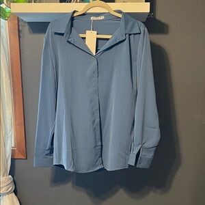 Blue Women’s Button-Up Blouse